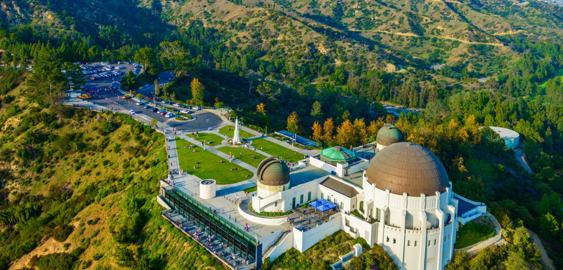 Luftbild auf das Observatorium im Griffith Park