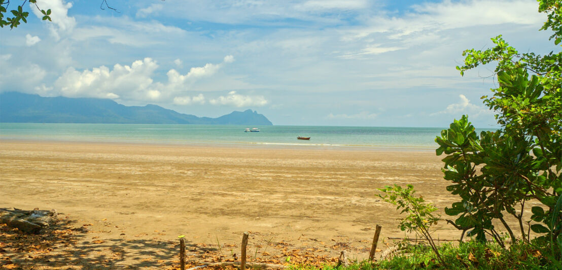 Ein Sandstrand auf Borneo.