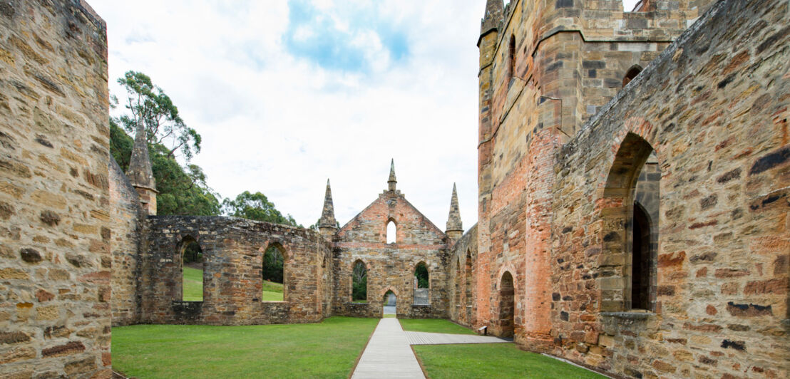 Kirchenruine in Port Arthur auf der Tasman-Halbinsel.