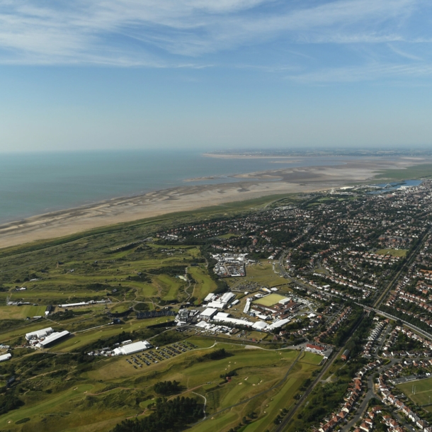 Der Blick auf den Royal Birkdale Golf Club im englischen Southport