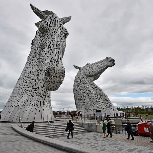 Prinzessin Anne eröffnet die Skulptur „The Kelpies“.