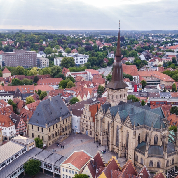 Luftbild der Skyline von Osnabrück