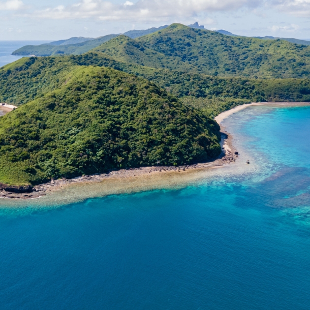 Luftaufnahme der Inselgruppe Yasawa Islands der Fidschi-Inseln.