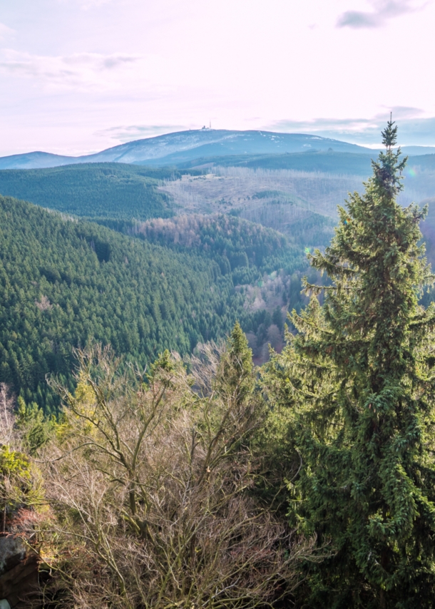 Blick über den Harz, im Hintergrund der Brocken