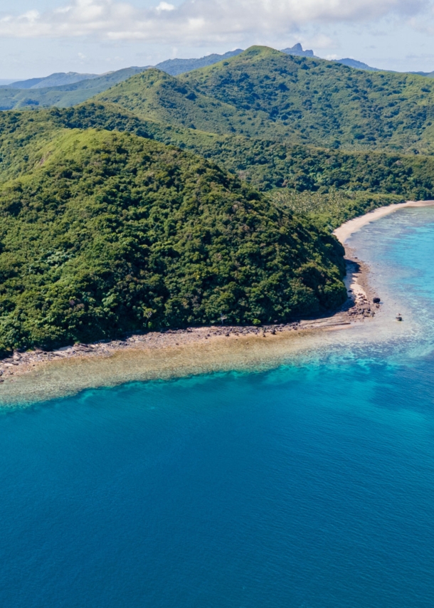 Luftaufnahme der Inselgruppe Yasawa Islands der Fidschi-Inseln.