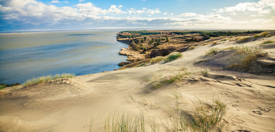 Sandige Dünenlandschaft vor einem Meer