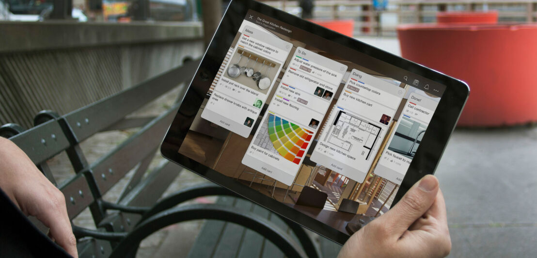 Blick auf die Oberfläche von Trello, einer Organisations-App