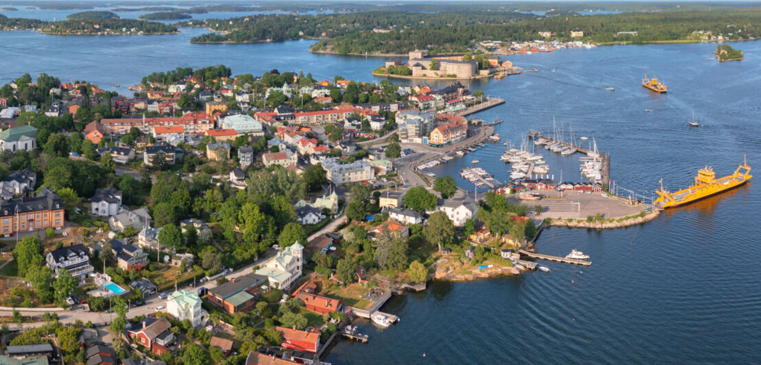 Luftaufnahme der Insel Vaxholm