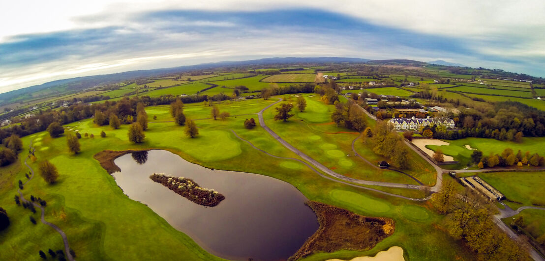 Blick aus der Vogelperspektive auf den Golfplatz Mount Juliet