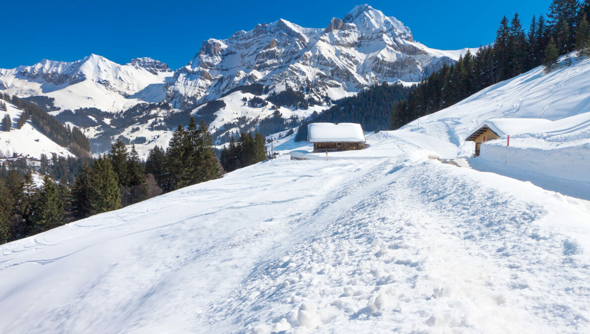 Das Skigebiet rund um Adelboden im Berner Oberland