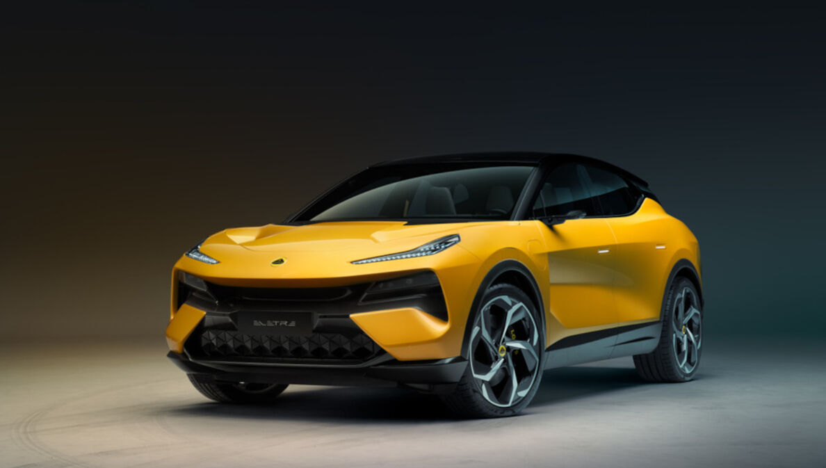 Ein gelbes, futuristisch gestaltetes SUV von Lotus